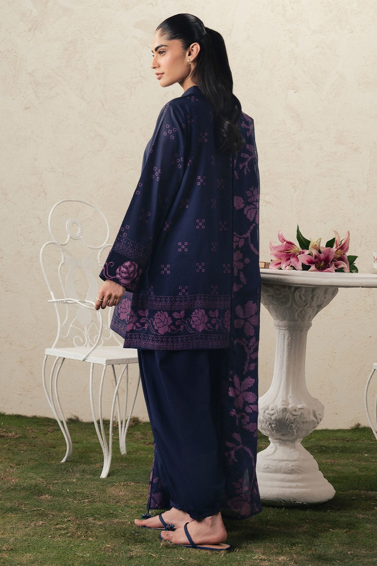 Cross Stitch | The Moonsoon Edit 26 | MAGENTA MUSE-3PC PRINTED SUIT