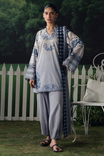 Cross Stitch | The Moonsoon Edit 26 | AZURE BLOOM-3PC PRINTED SUIT