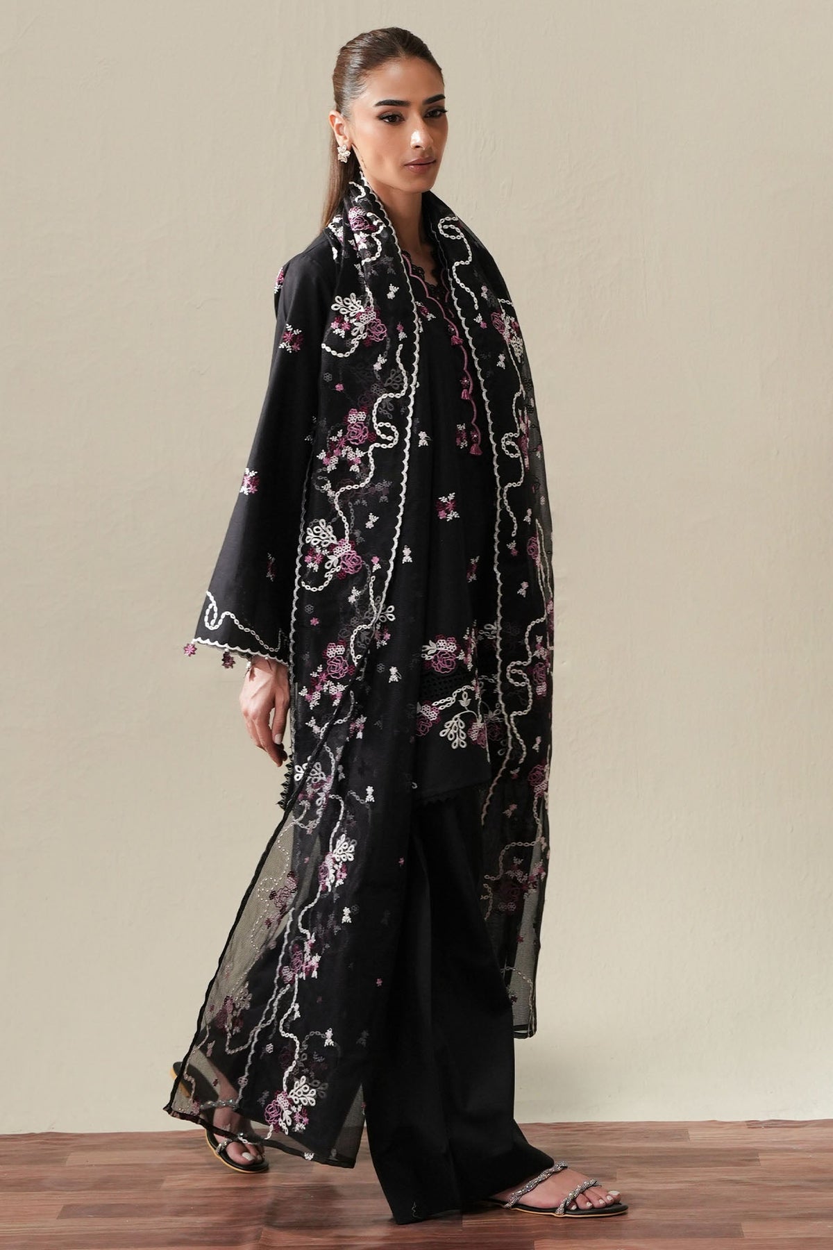 Cross Stitch | Mahiri Embroidered Collection 26 |EBONY MIST