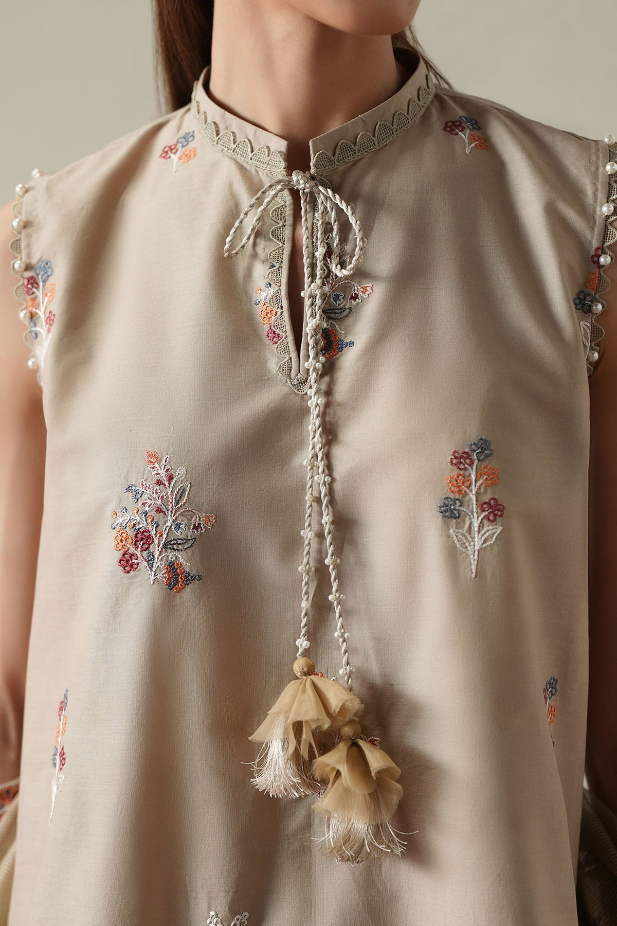 Cross Stitch | Mahiri Embroidered Collection 26 |DUSTY SAGE