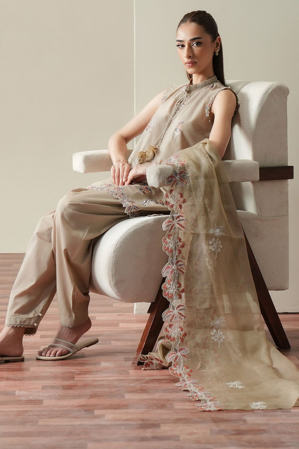 Cross Stitch | Mahiri Embroidered Collection 26 |DUSTY SAGE
