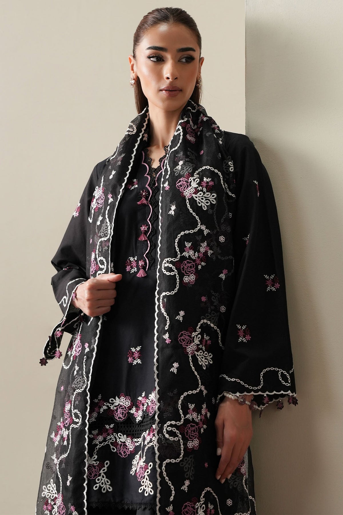 Cross Stitch | Mahiri Embroidered Collection 26 |EBONY MIST