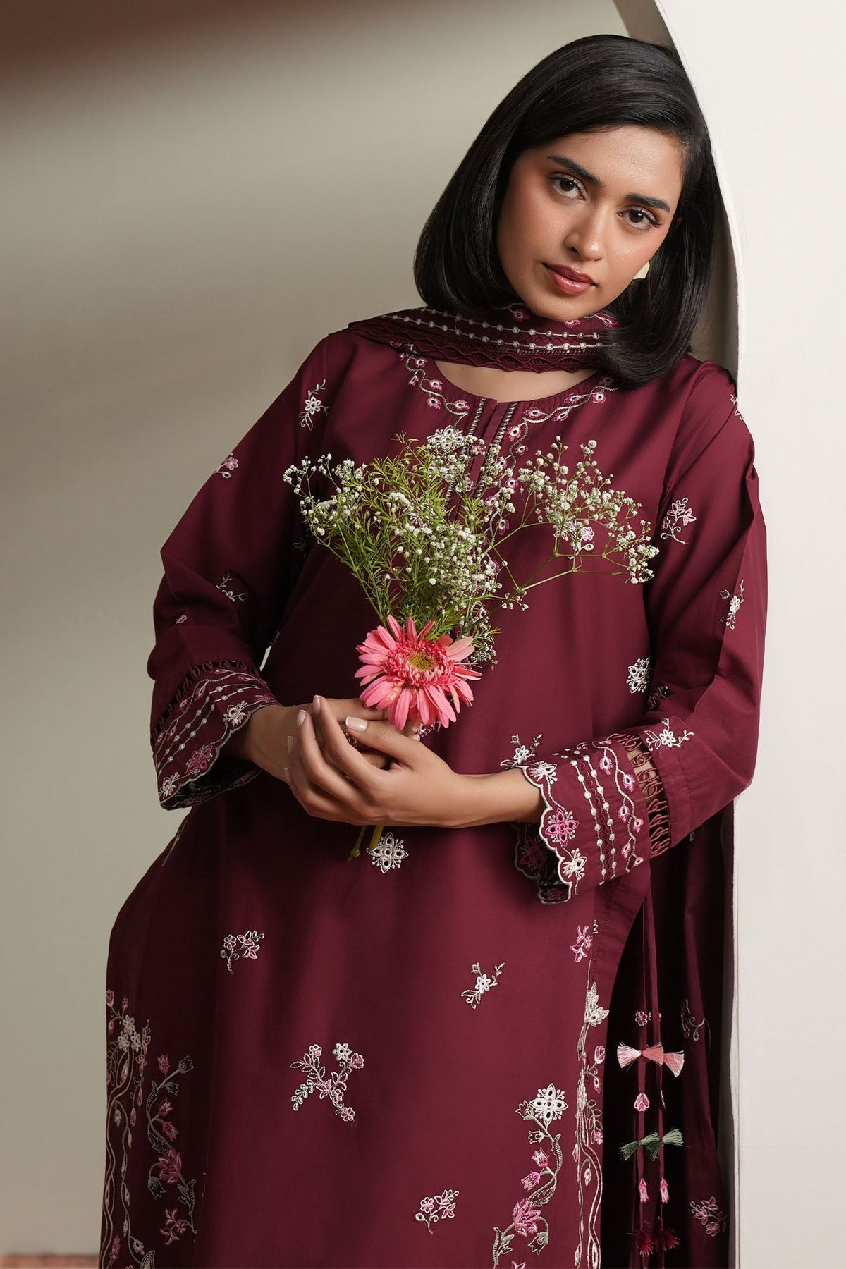 Cross Stitch | Mahiri Embroidered Collection 26 |CRIMSON