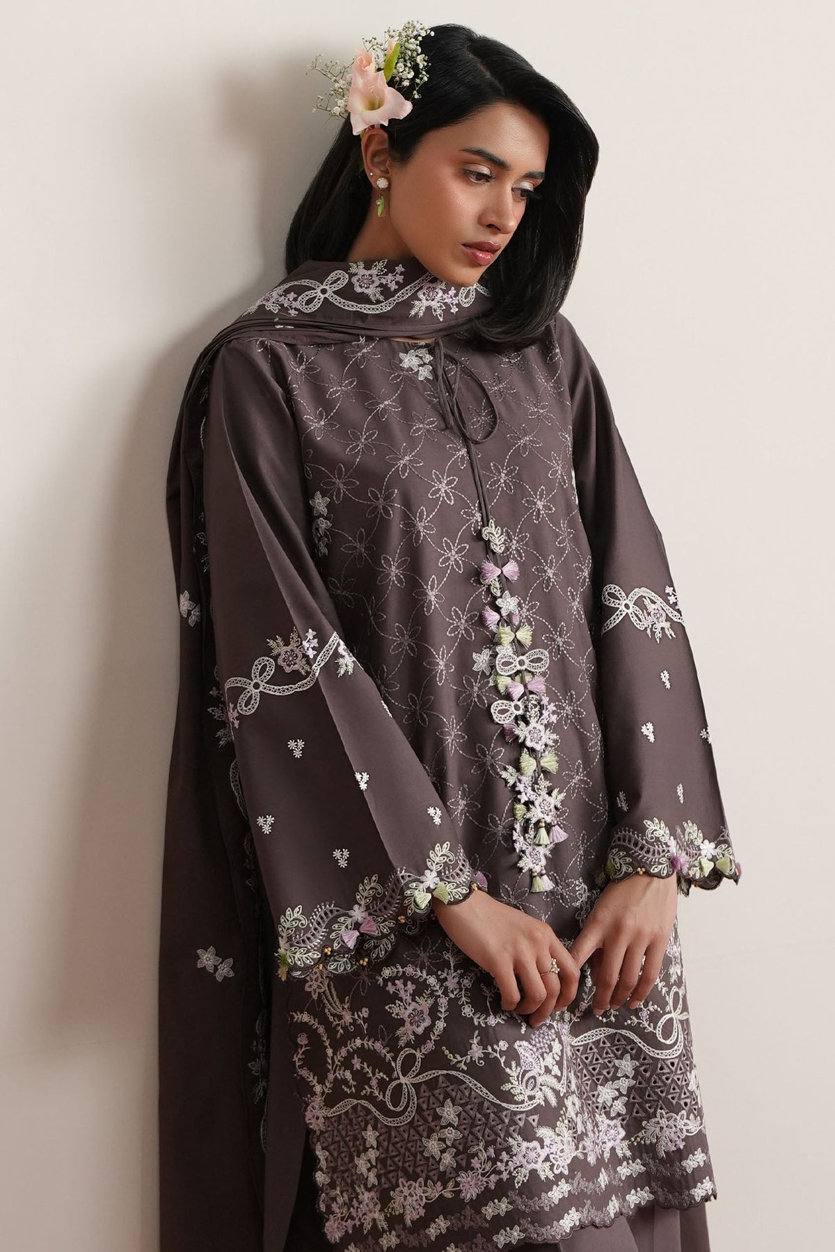 Cross Stitch | Mahiri Embroidered Collection 26 |COCOA WHISPER