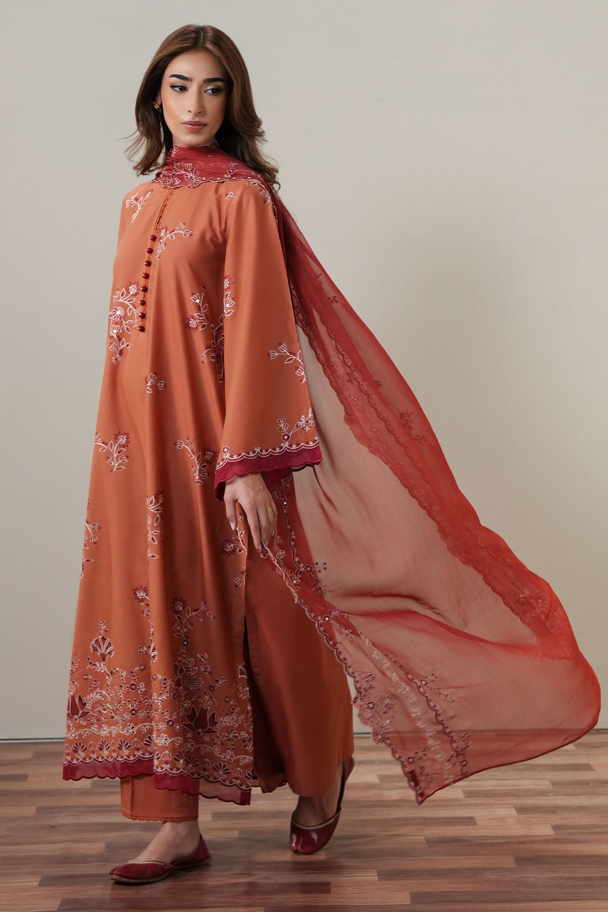 Cross Stitch | Mahiri Embroidered Collection 26 |SCARLET EMBER