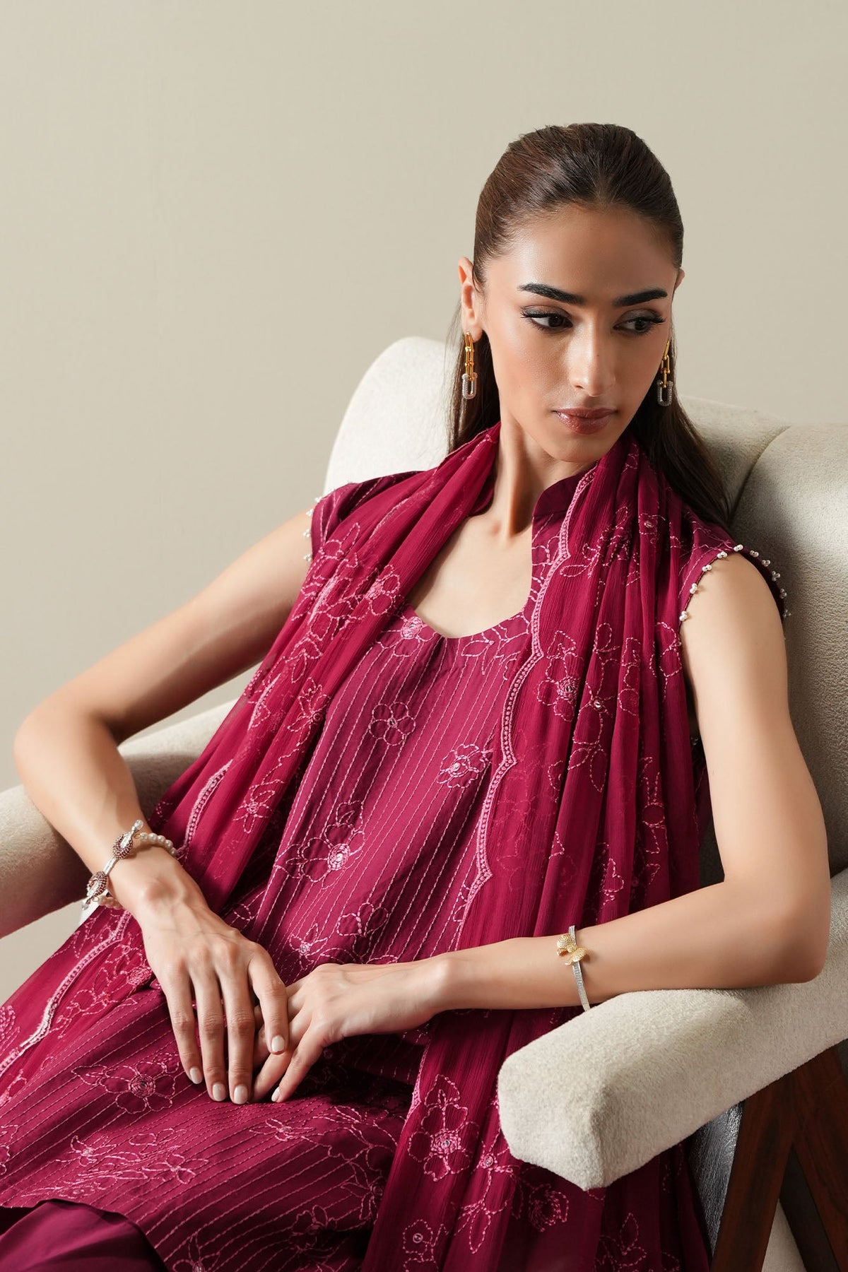 Cross Stitch | Mahiri Embroidered Collection 26 |RUBY GLOW