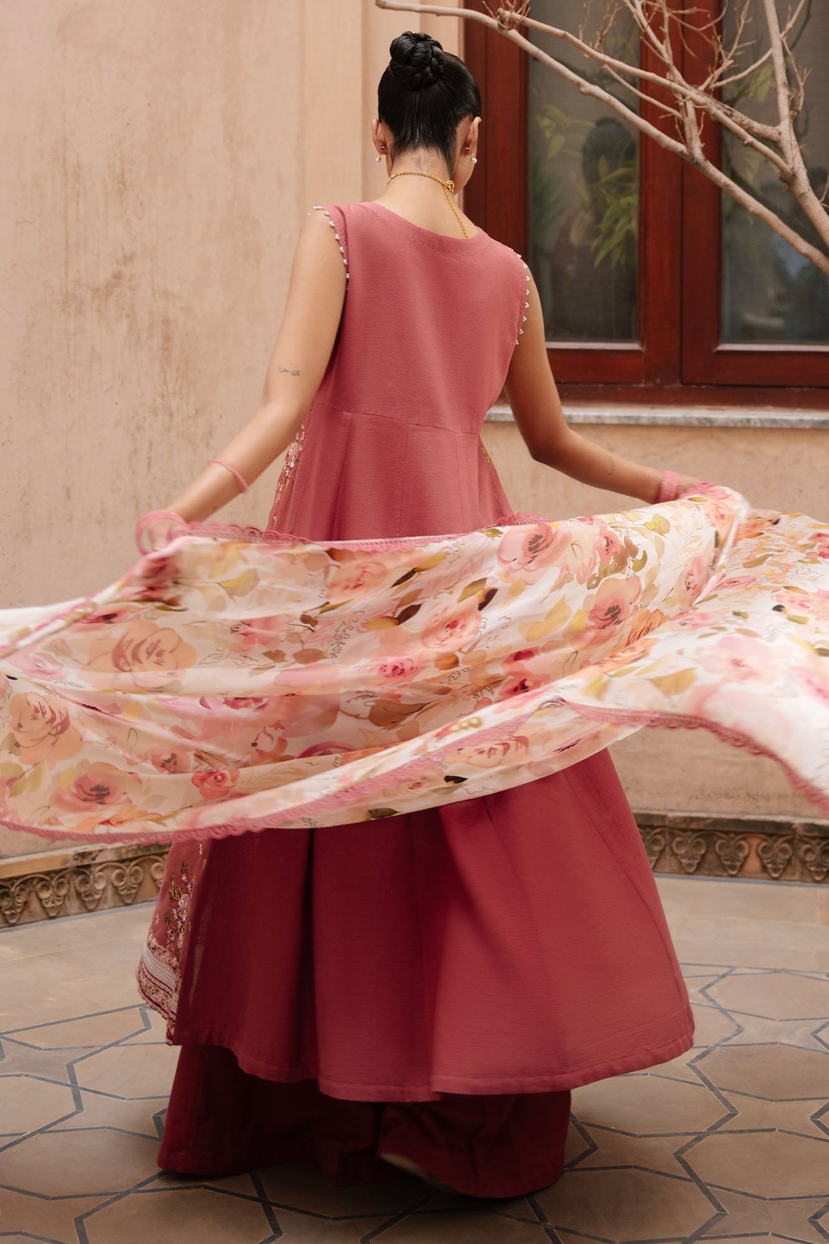 Cross Stitch | Mahiri Embroidered Collection 26 |ROSEATE WHISPER