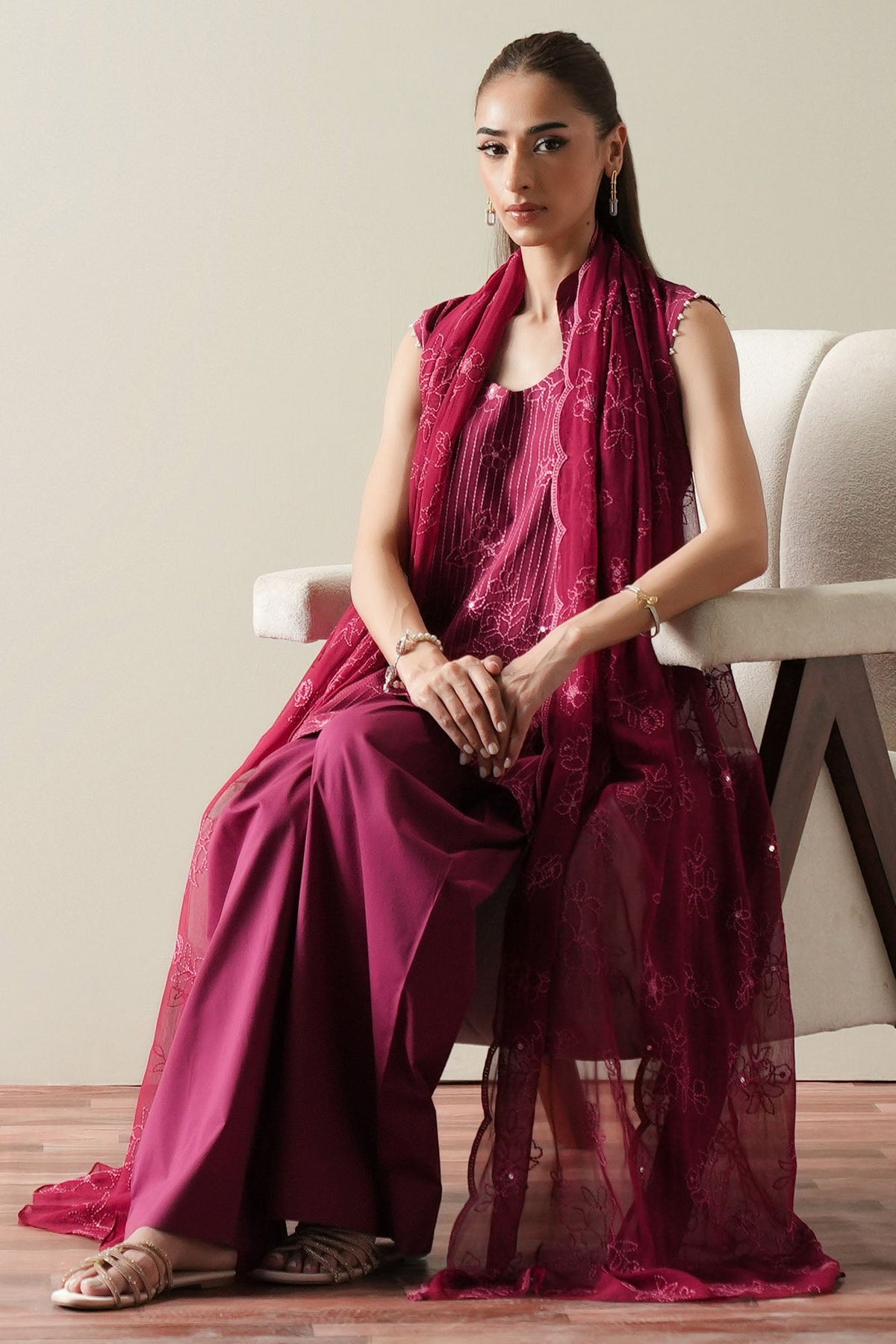 Cross Stitch | Mahiri Embroidered Collection 26 |RUBY GLOW