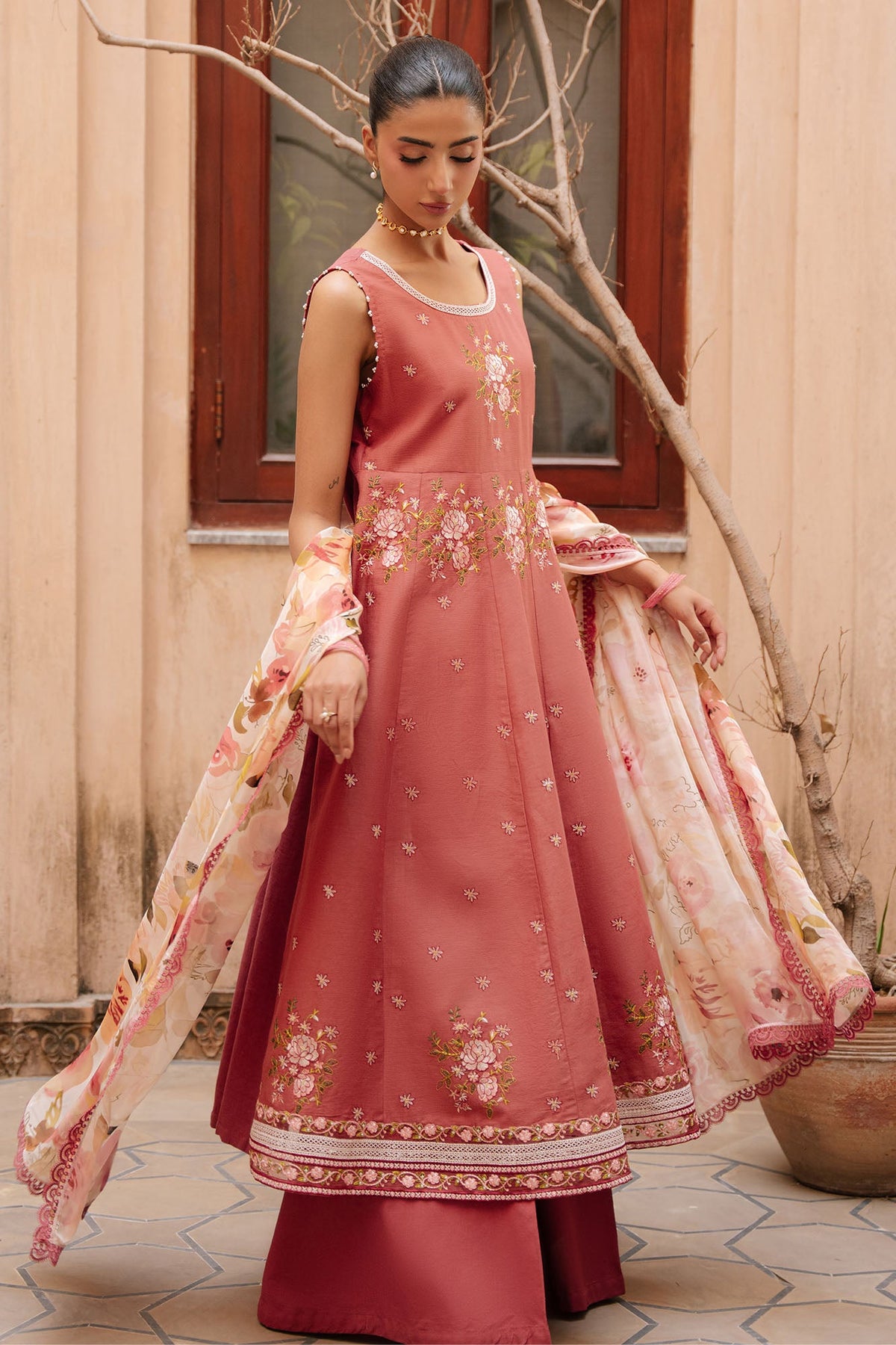 Cross Stitch | Mahiri Embroidered Collection 26 |ROSEATE WHISPER