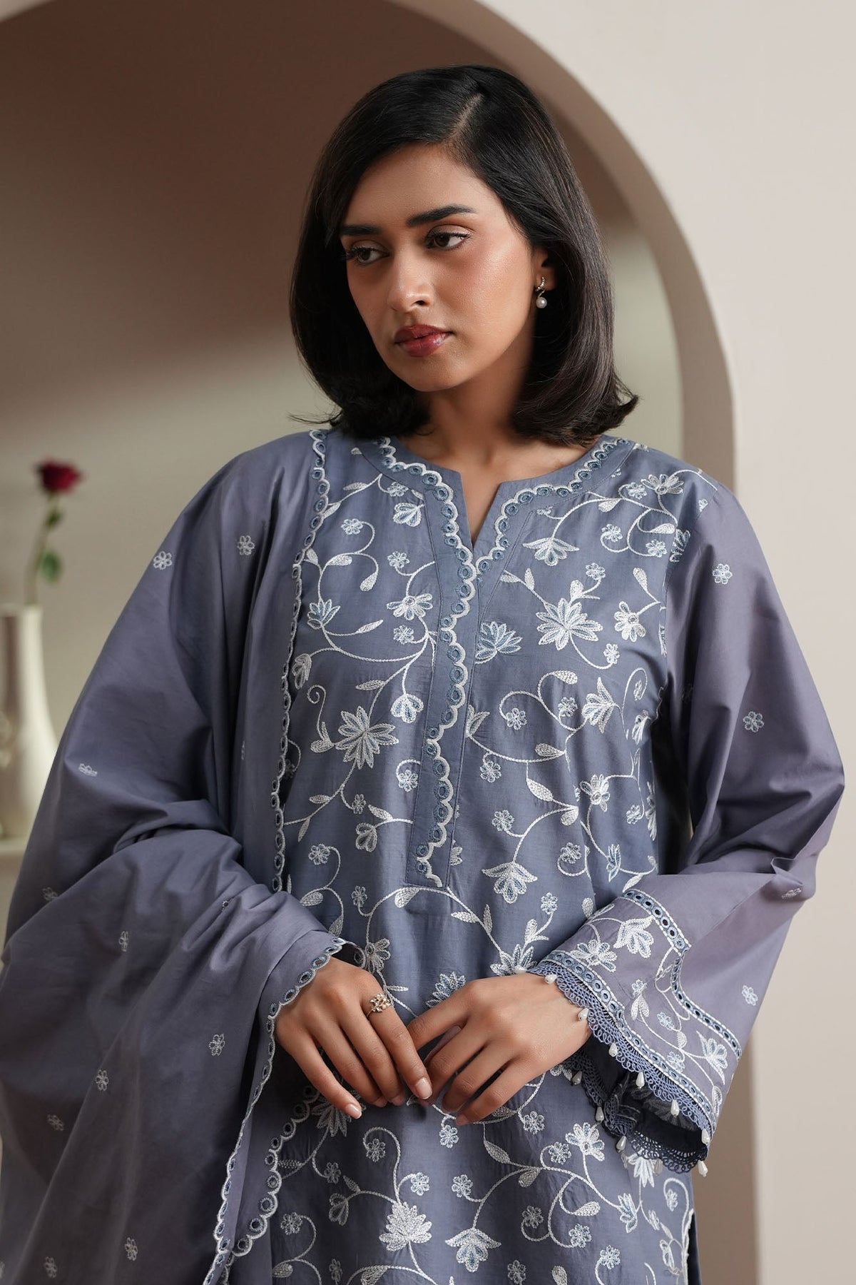 Cross Stitch | Mahiri Embroidered Collection 26 | SLATE PETALS