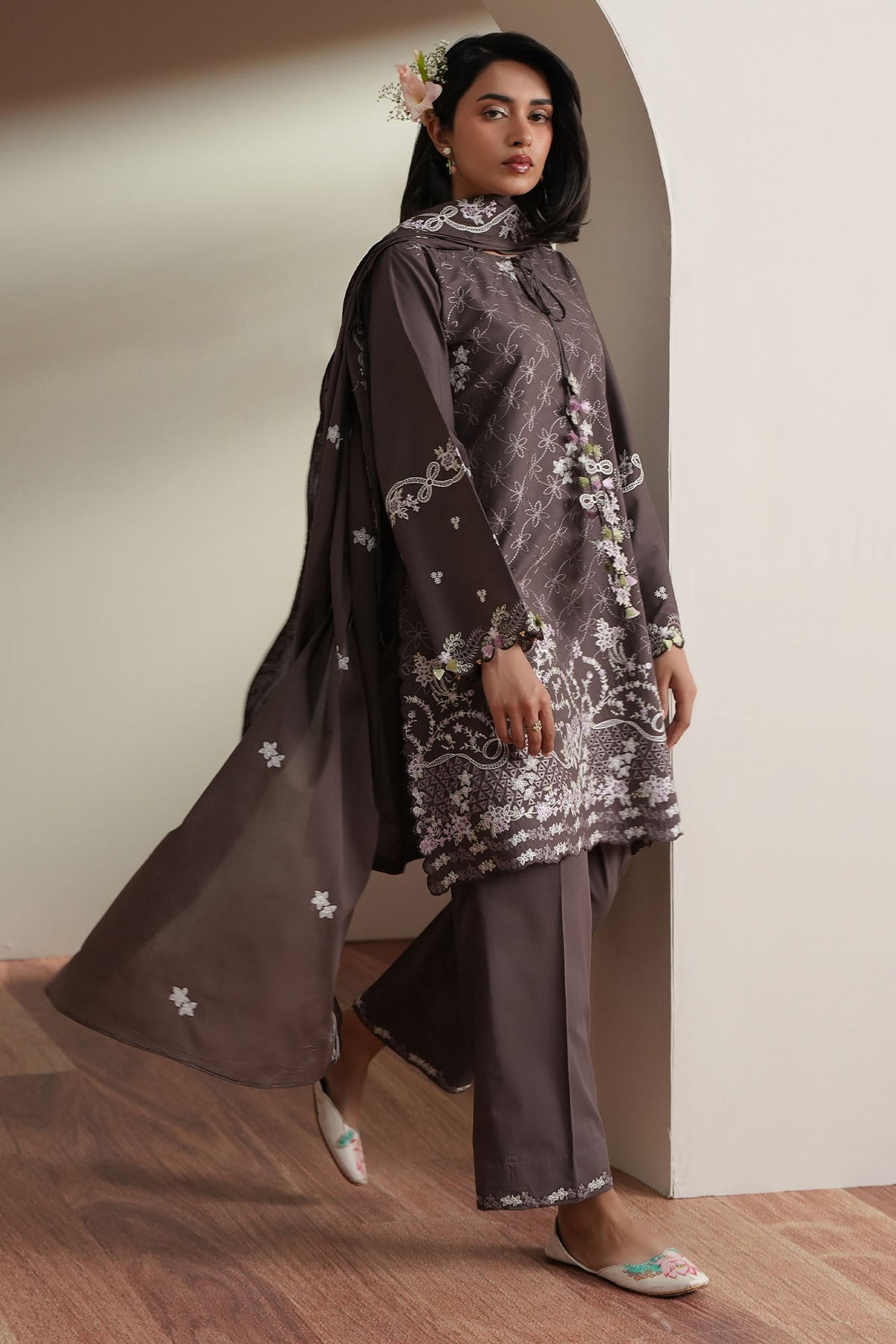 Cross Stitch | Mahiri Embroidered Collection 26 |COCOA WHISPER