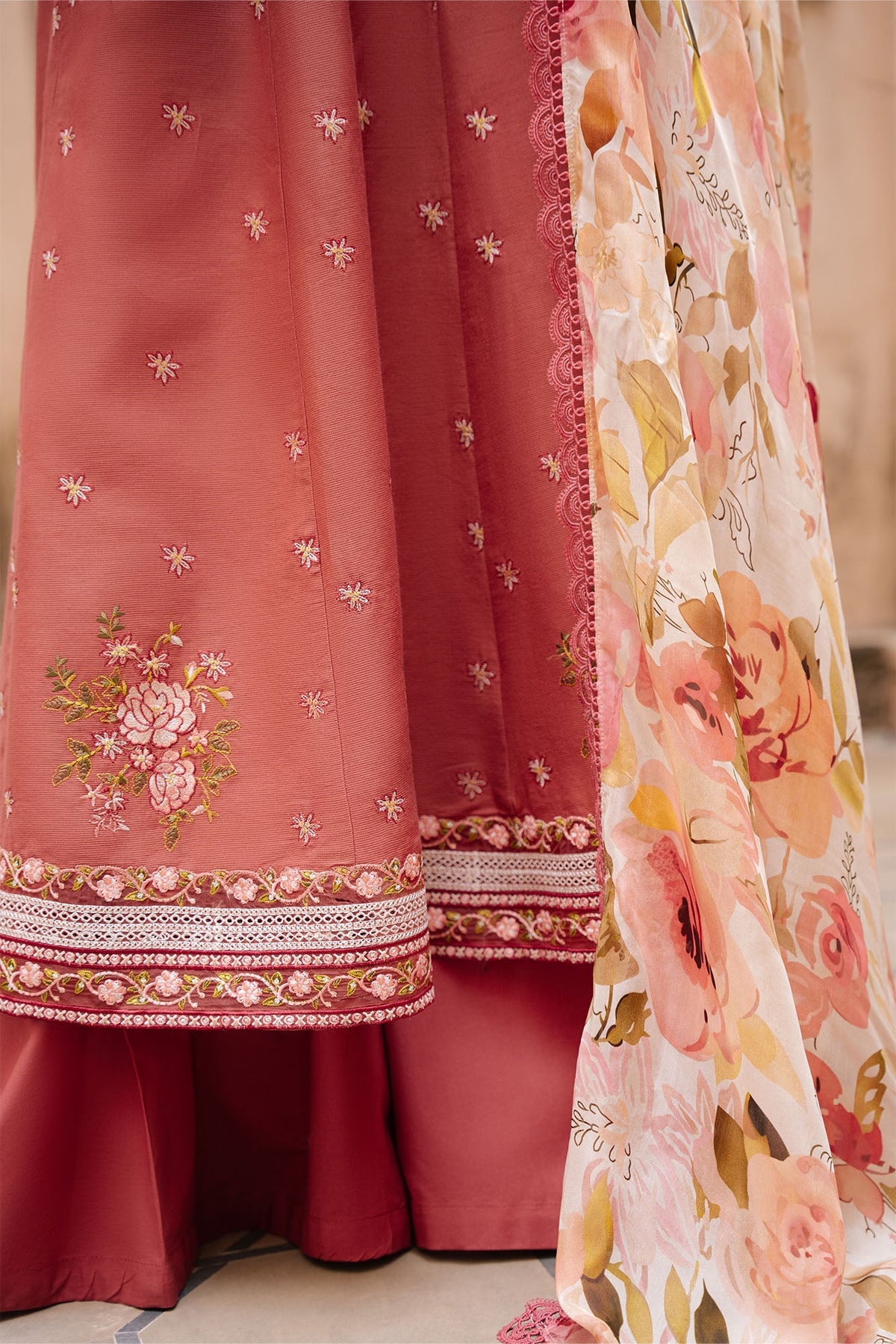Cross Stitch | Mahiri Embroidered Collection 26 |ROSEATE WHISPER