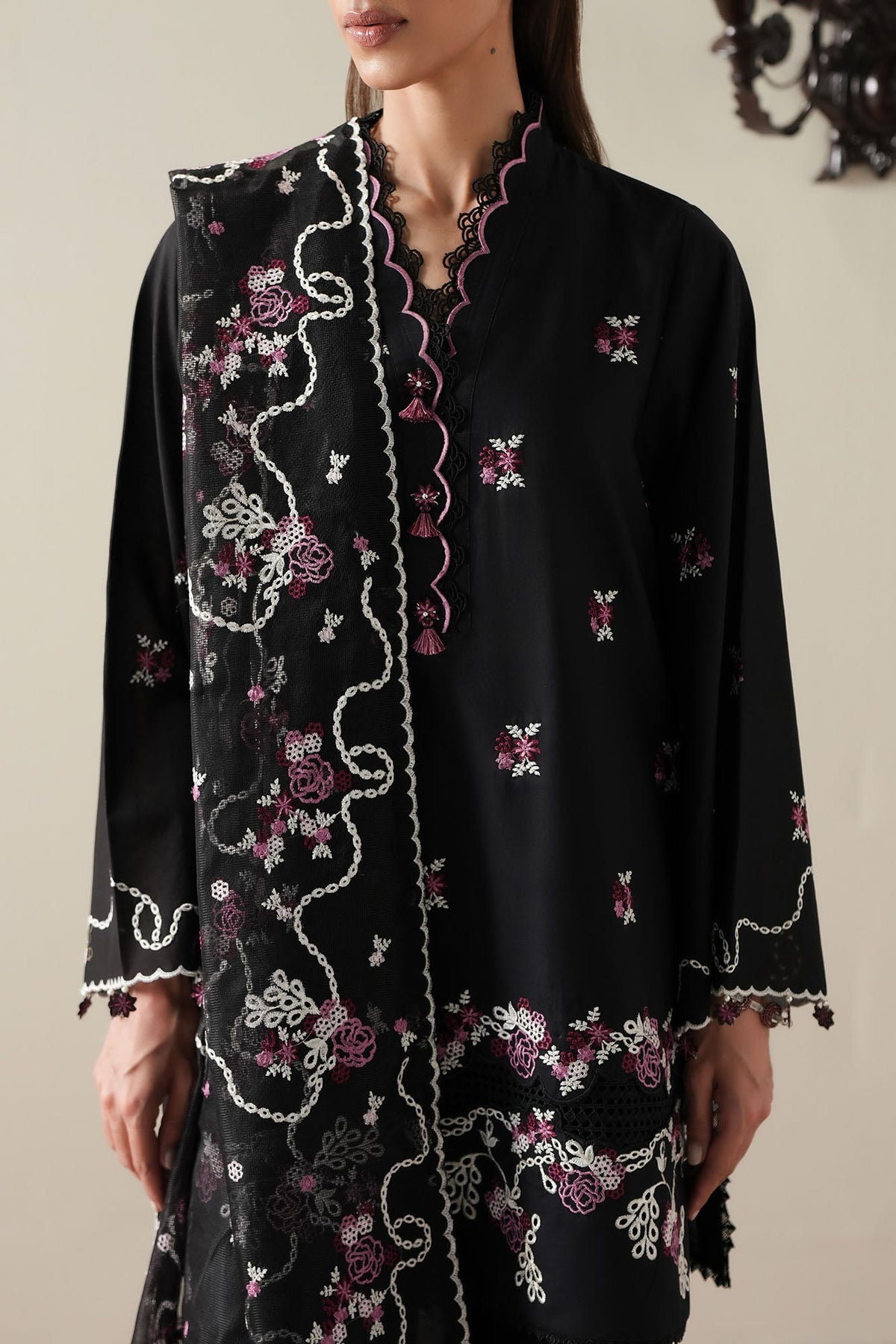 Cross Stitch | Mahiri Embroidered Collection 26 |EBONY MIST