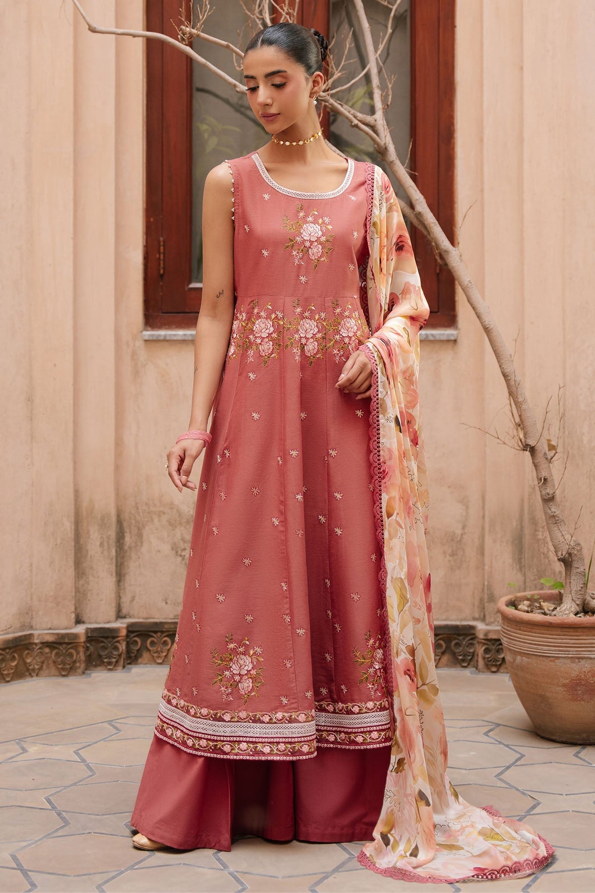 Cross Stitch | Mahiri Embroidered Collection 26 |ROSEATE WHISPER