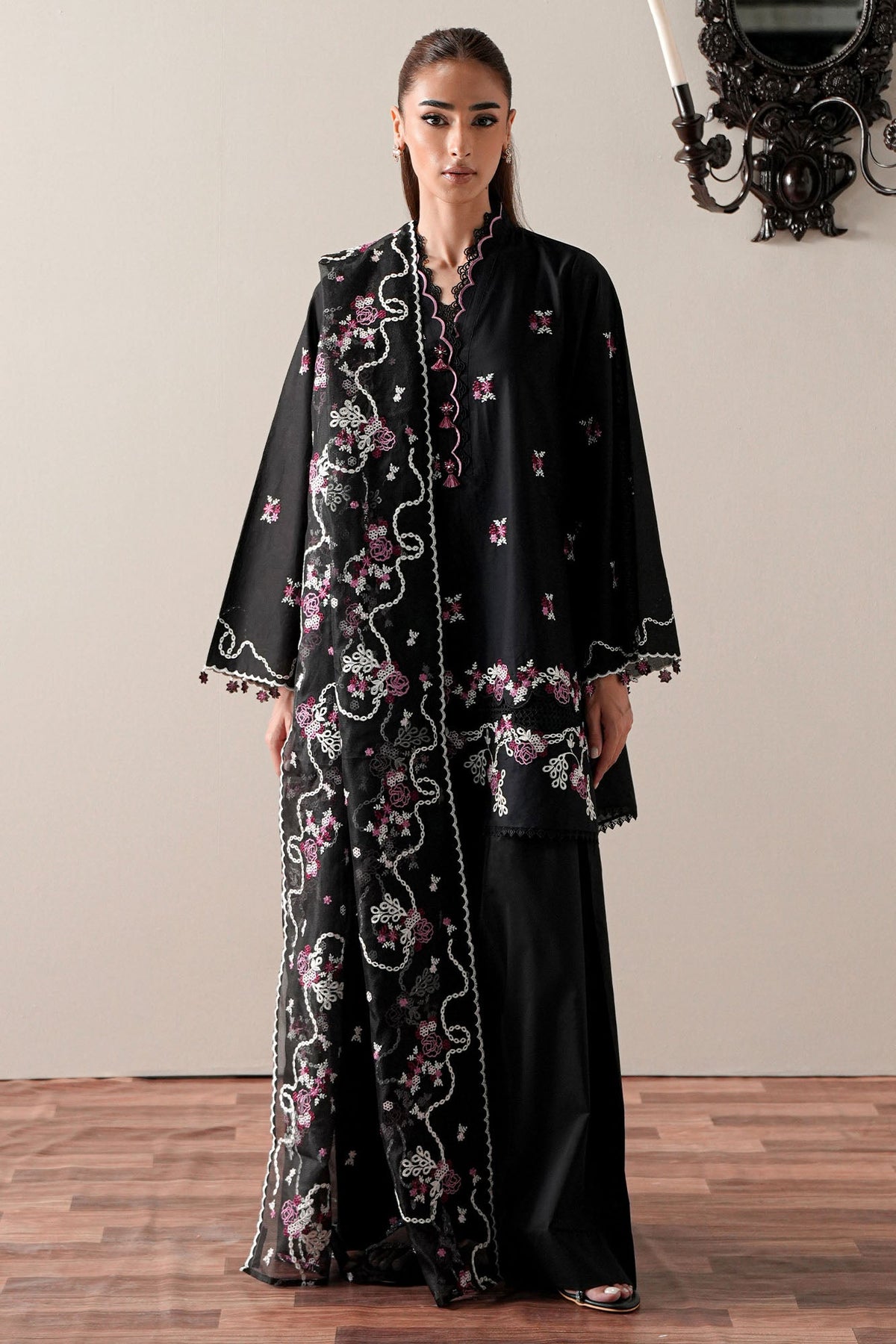 Cross Stitch | Mahiri Embroidered Collection 26 |EBONY MIST
