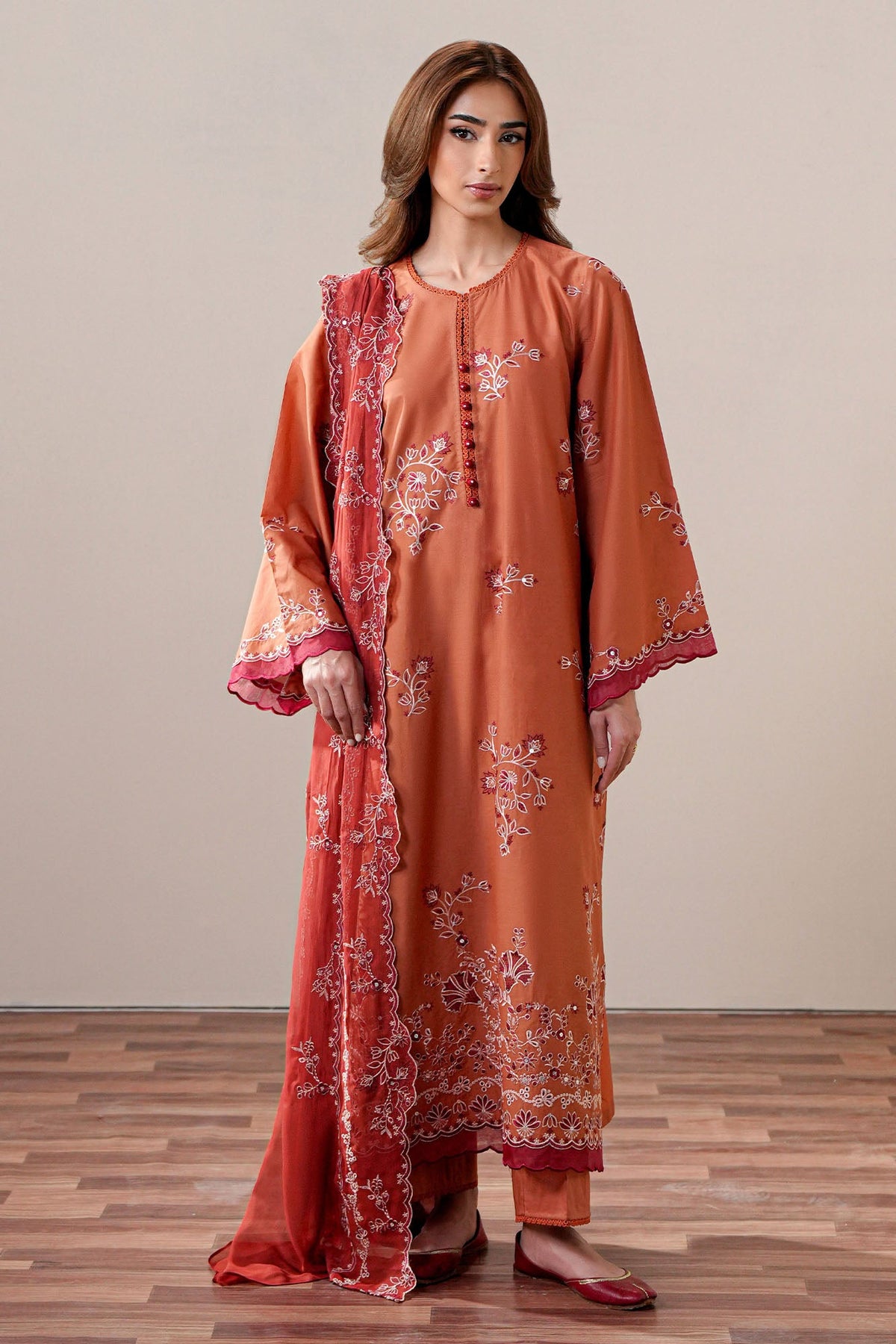 Cross Stitch | Mahiri Embroidered Collection 26 |SCARLET EMBER