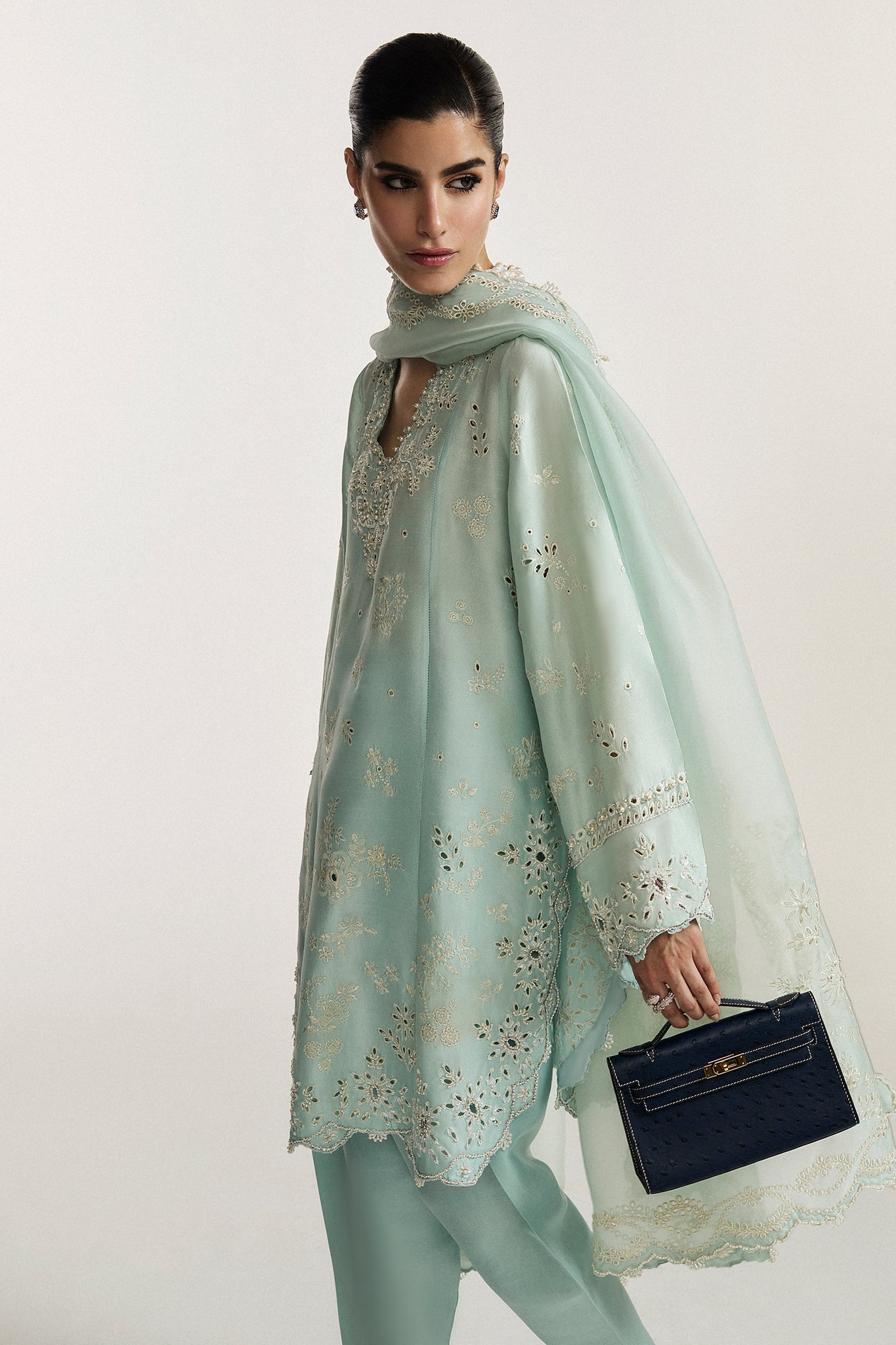 Elan I Vital Ornee I BLEU SÉRÉNITÉ (EV-21359) -  Elan Ladies Clothes - Original Designer Dress - House of Maryam