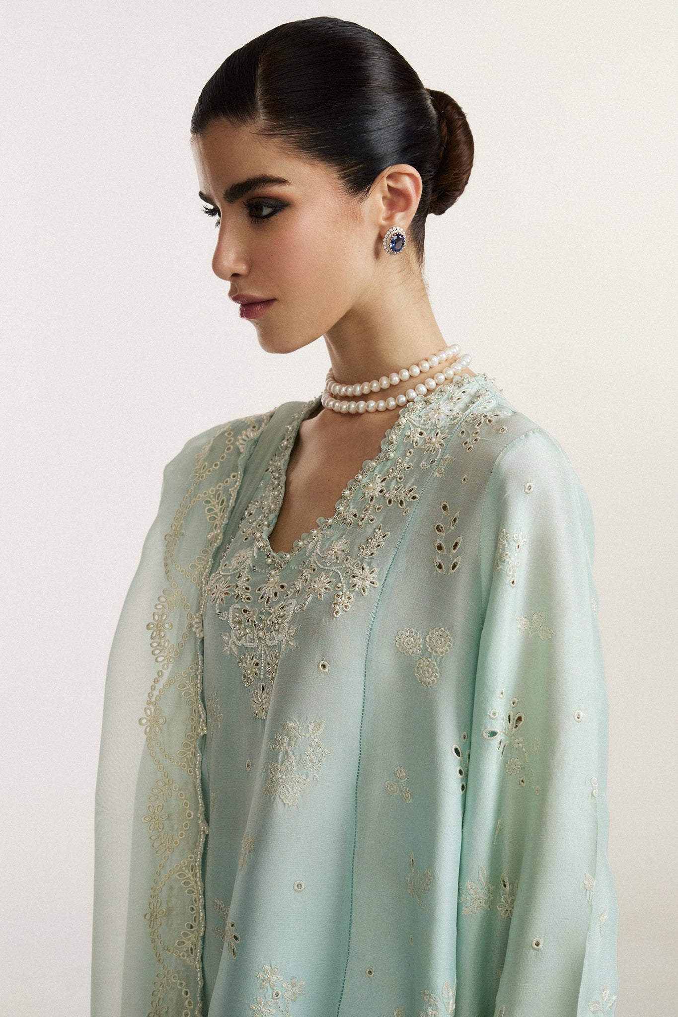 Elan I Vital Ornee I BLEU SÉRÉNITÉ (EV-21359) -  Elan Ladies Clothes - Original Designer Dress - House of Maryam