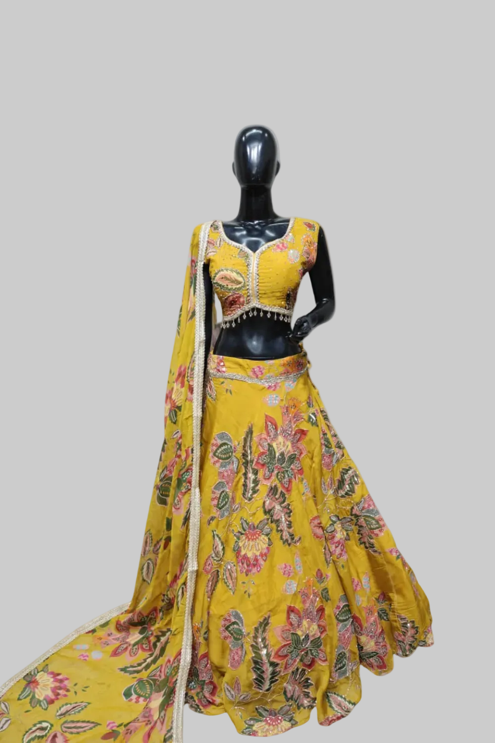 Beautiful patchwork with sequins work lehenga