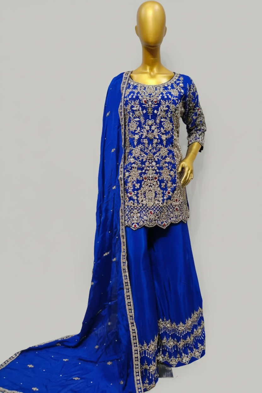 Emerald Green Embroidered Sharara Suit with Dupatta