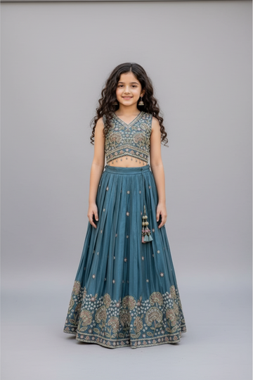 Classy green lehenga kidswear