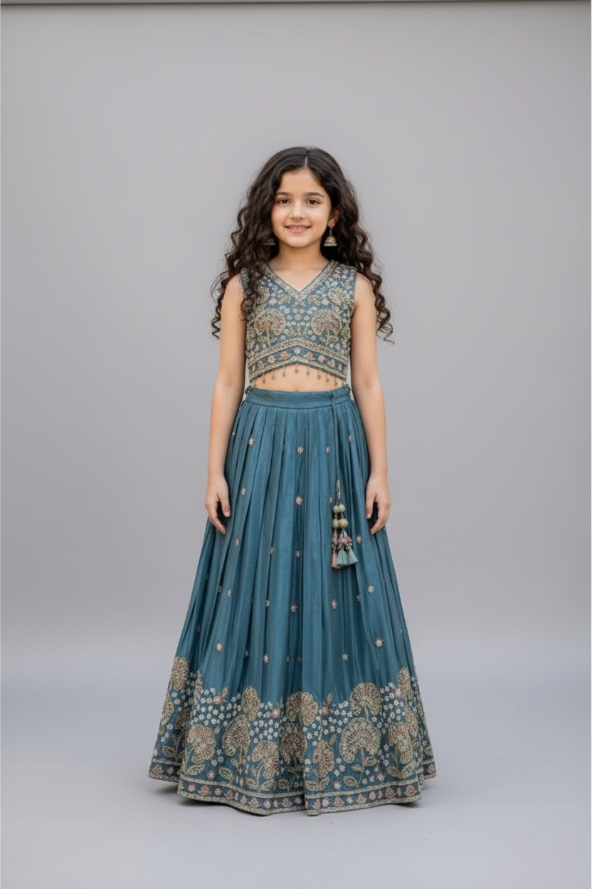 Classy green lehenga kidswear