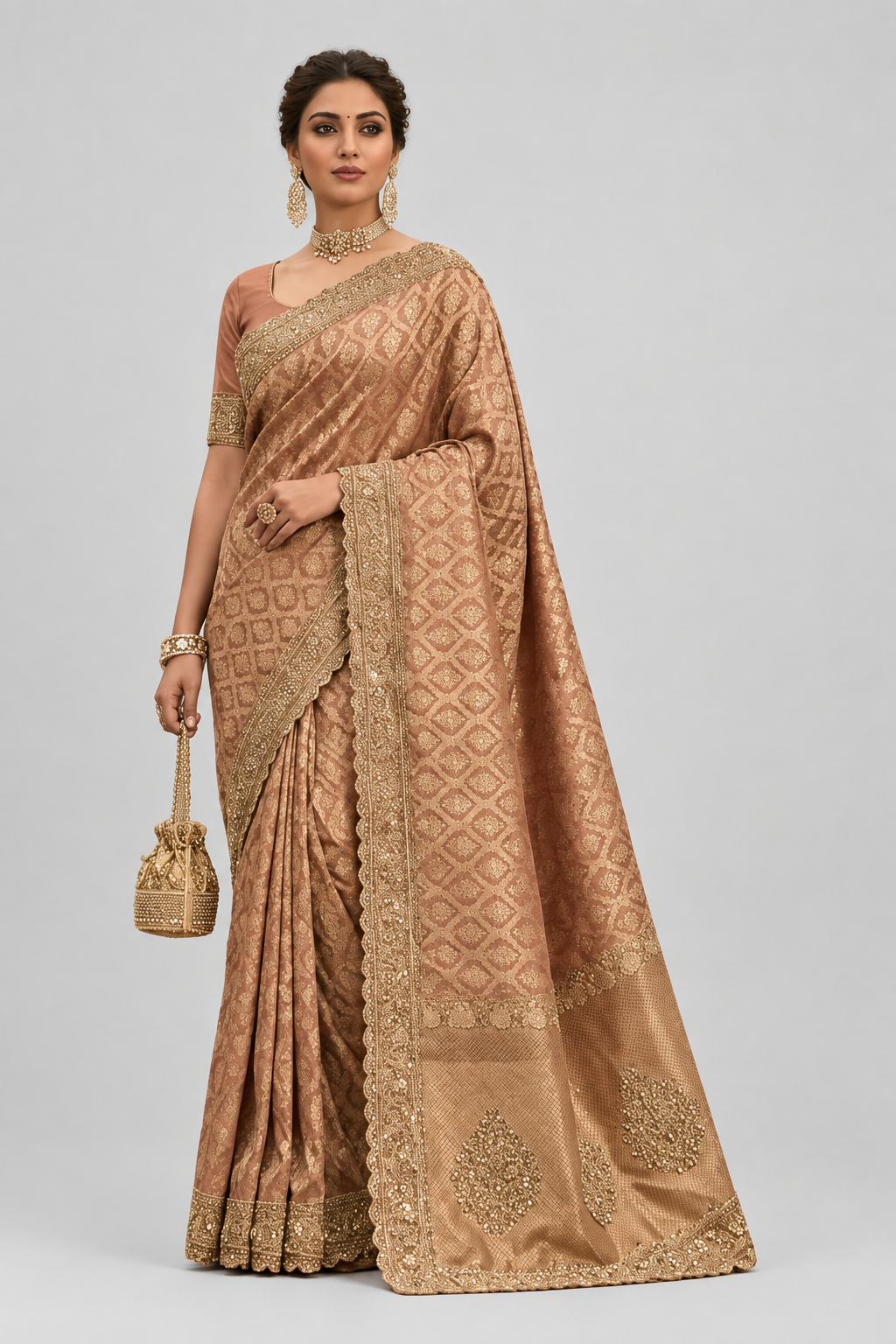 Mesmersing handworksaree with stone work