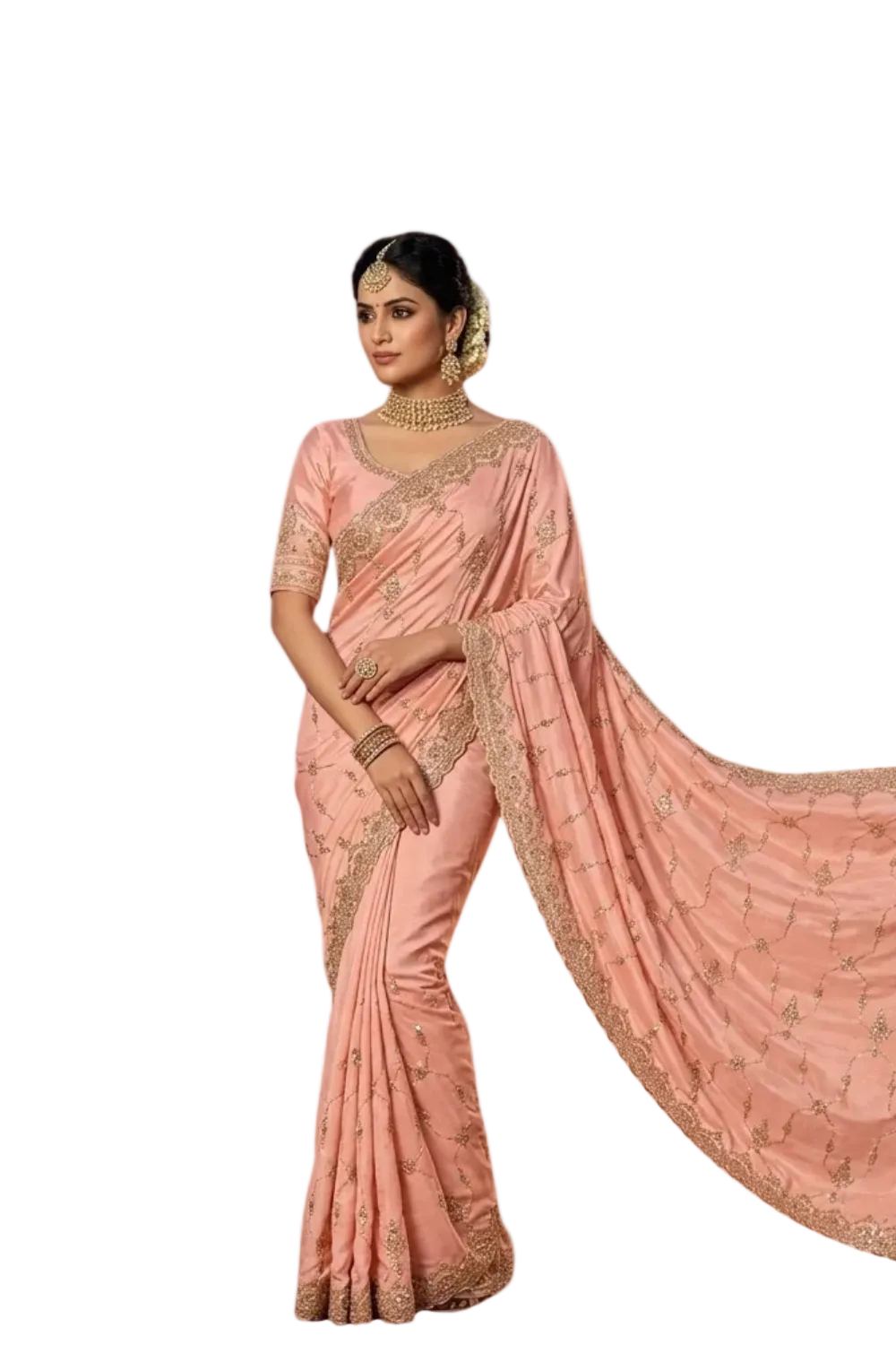 Classy handwork saree with stone work