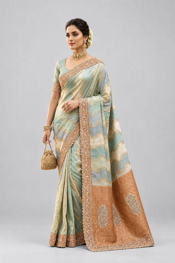 Elegant saree with hand motifs
