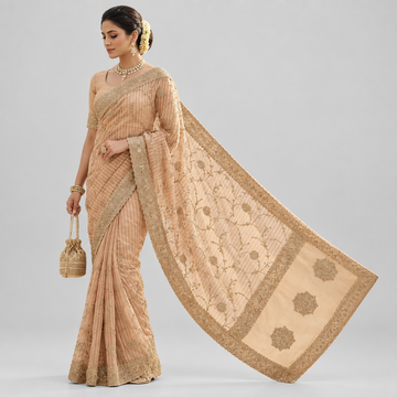Classy beige work saree