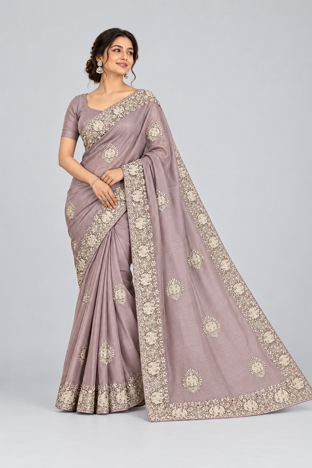 Sequins saree with ivory work