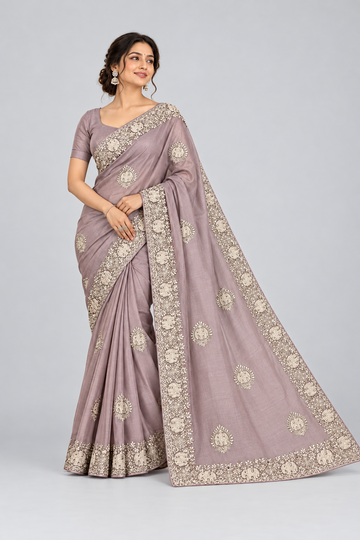 Sequins saree with ivory work