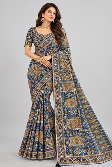 Antique-gold detailing  saree