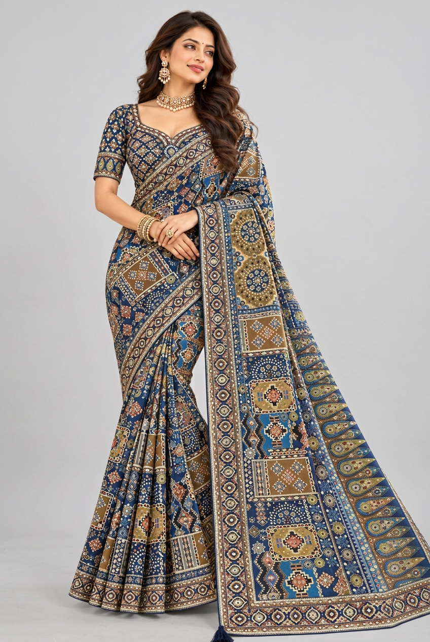 Antique-gold detailing  saree