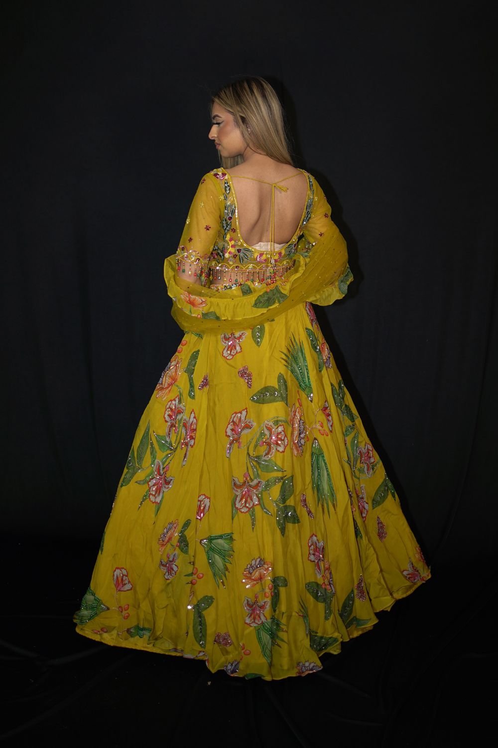 Yellow Mustard Floral Lehenga