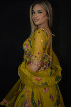 Yellow Mustard Floral Lehenga