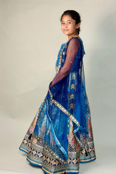 Blue Printed Lehenga