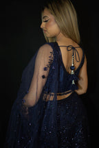 Navy Blue Sequins lehenga