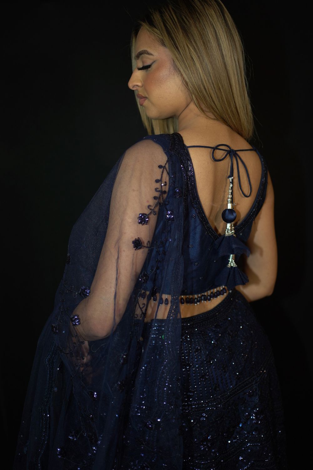 Navy Blue Sequins lehenga