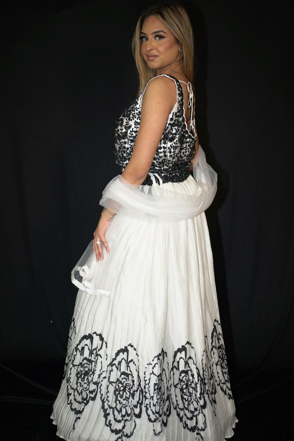 Black And White Digital Print With Stylish Blouse