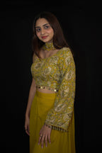 Mustard Flared Crop Palazzo set