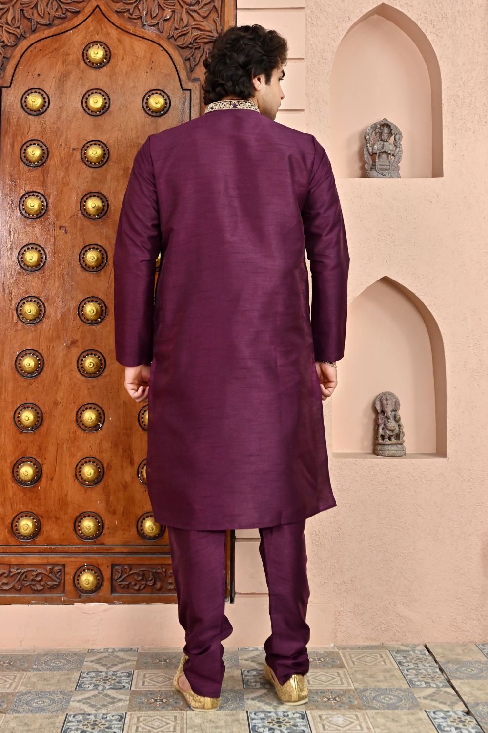 Plum Kurta pajama Secondary image