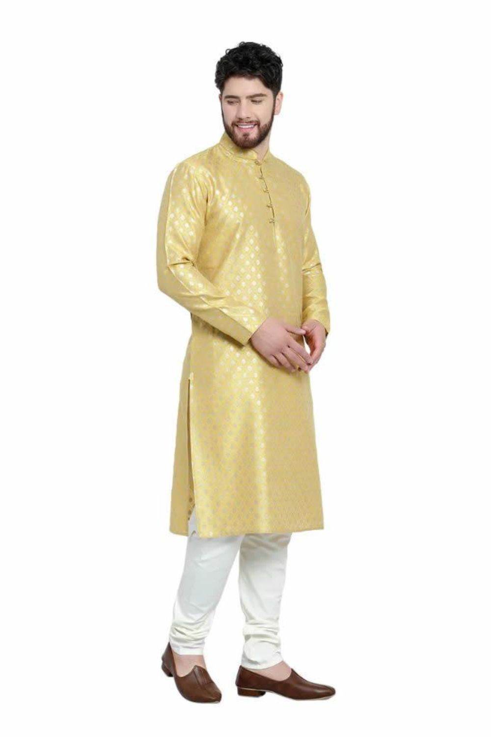 Yellow Brocade kurta pajama