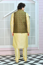 Mehendi Green floral printed Waist coat