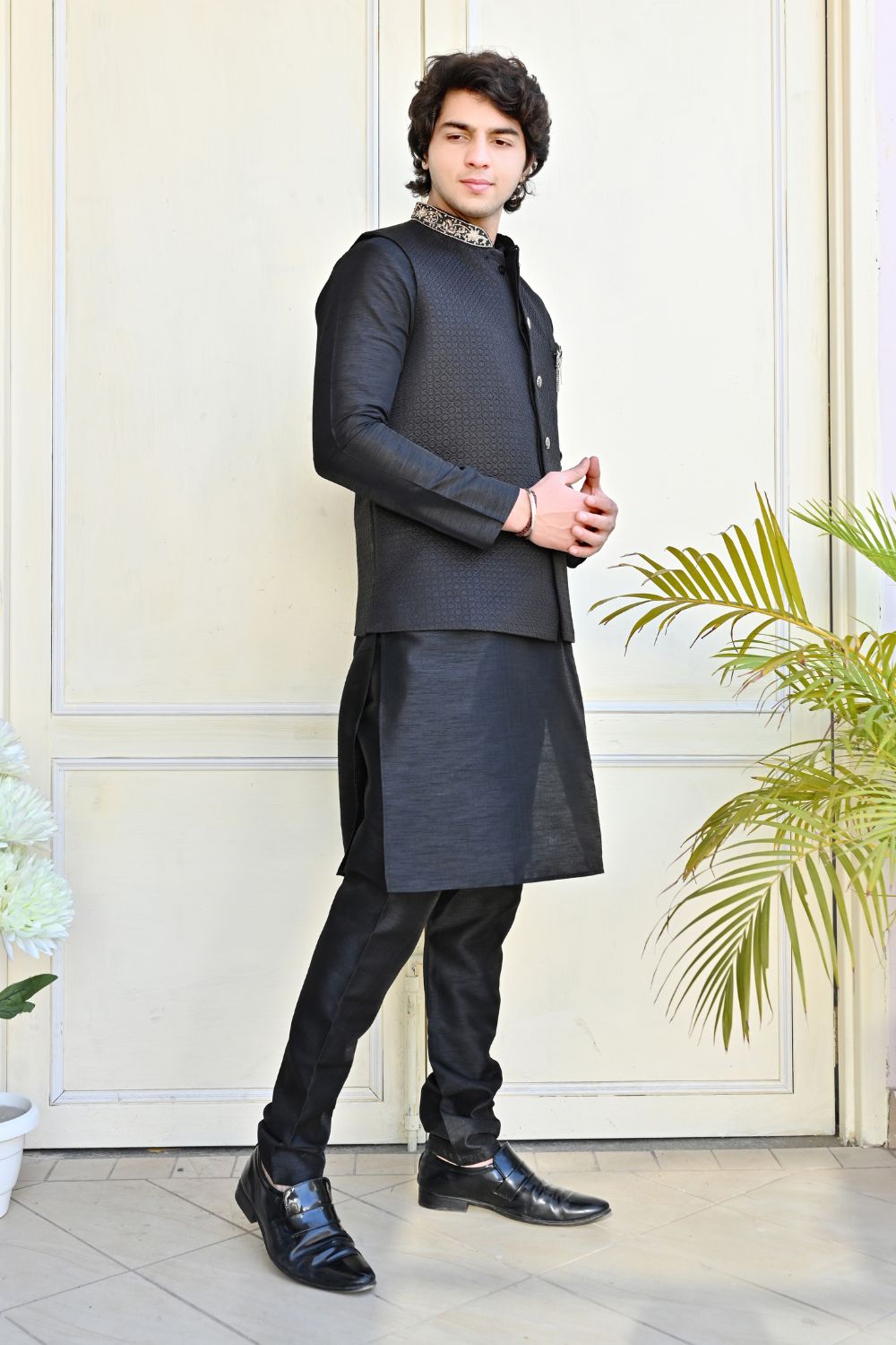 Black Texture  Waist Coat Secondary image