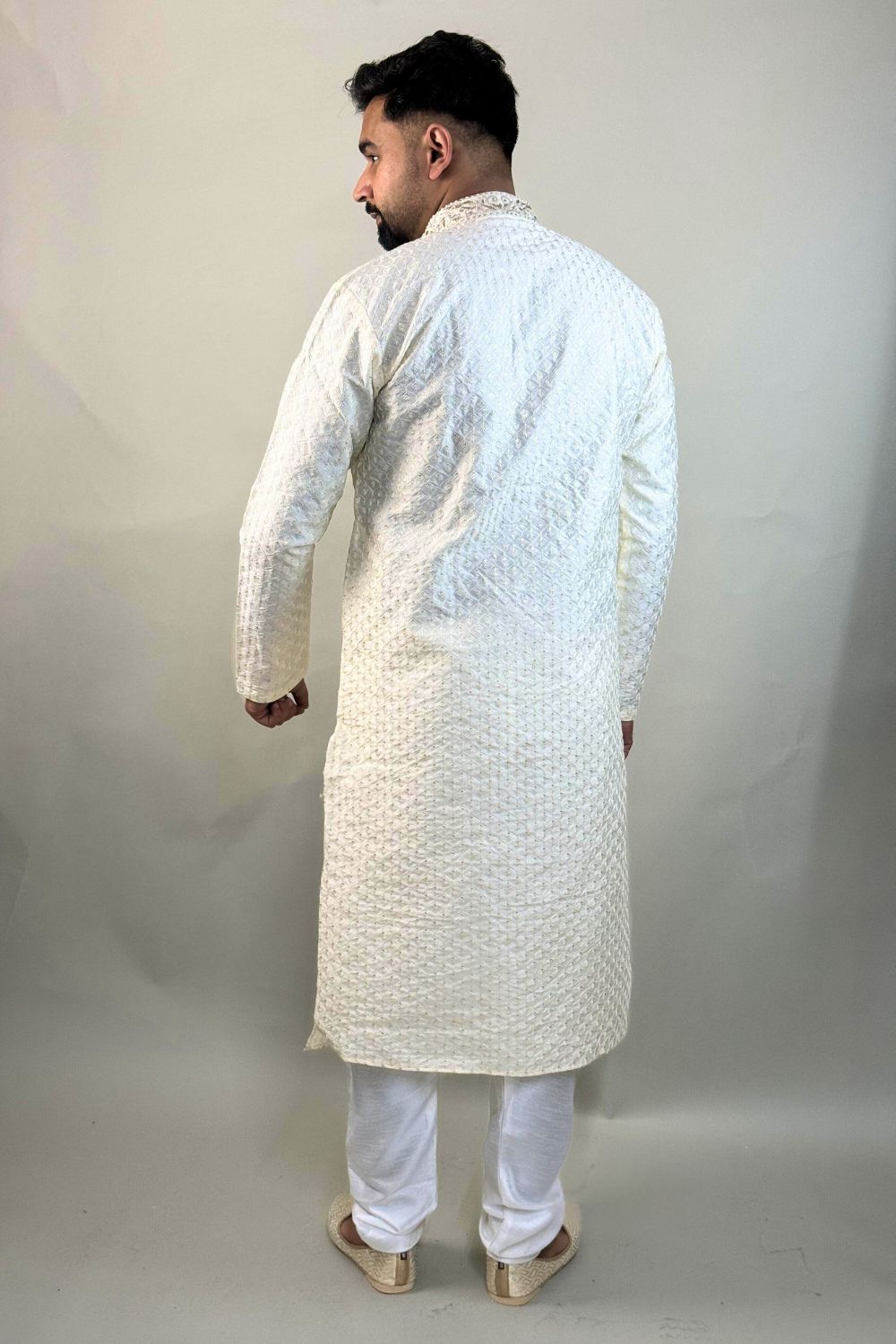 Cream Chikankari Kurta Set