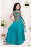 Teal Blue Palazzo Lehenga with Intricate Multicolor Embroidered Top