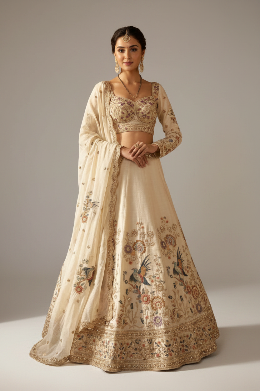 Classy thread work with sequins lehenga
