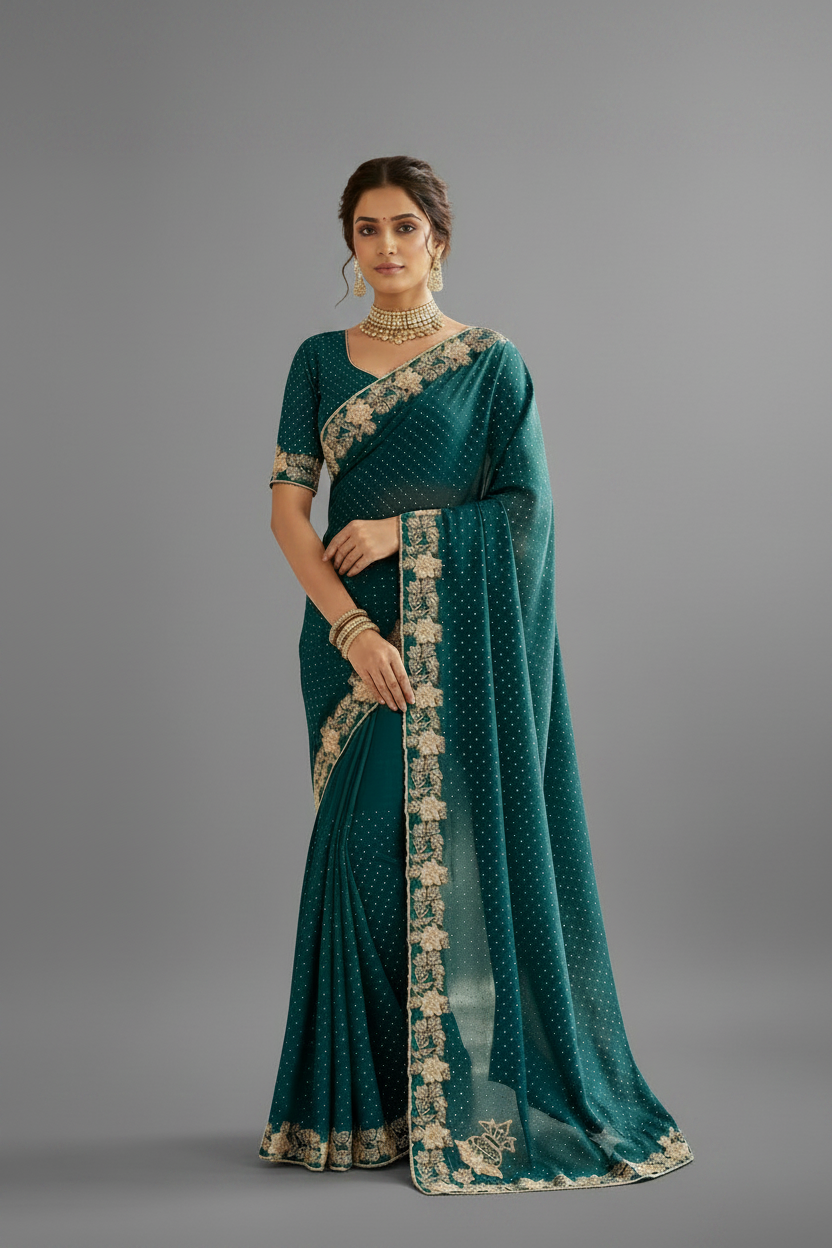 Exquisite teal saree