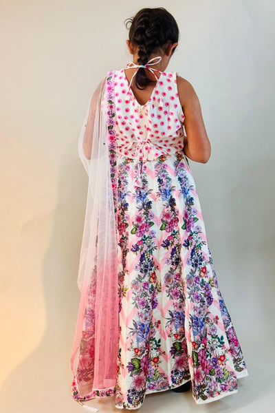 White Floral Printed Lehenga